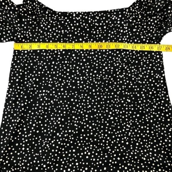 JJill Wearever Collection Small Black Printed Cap Sleeve Square Neck Career Top - Picture 8 of 11